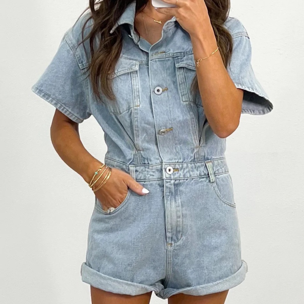 Talulah Blank Slate Denim Romper